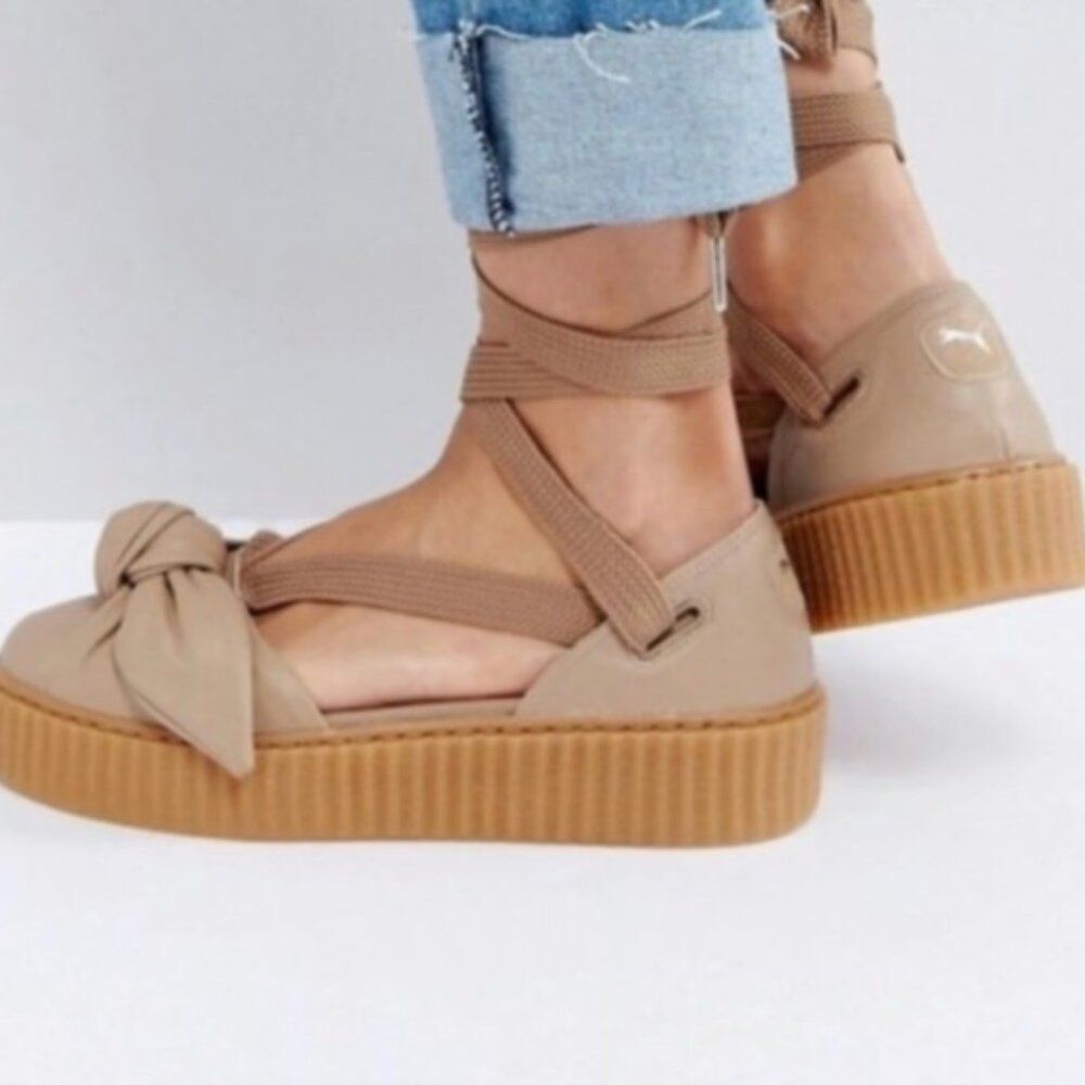 PUMA Fenty x Bow Creeper Sandals size 8.5- Dark Tan